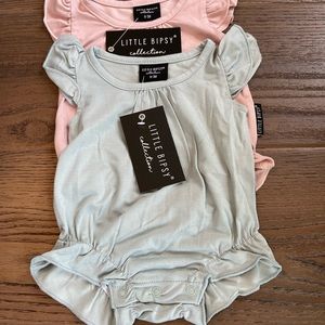 NWT Little Bipsy flutter sleeve onesies 0-3 months set of 2